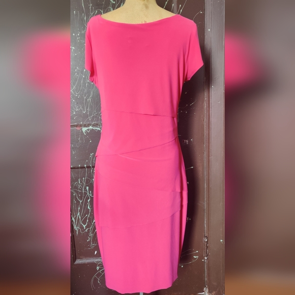 Joseph Ribkoff Fuchsia Layered Midi Dress - Picture 2 of 10
